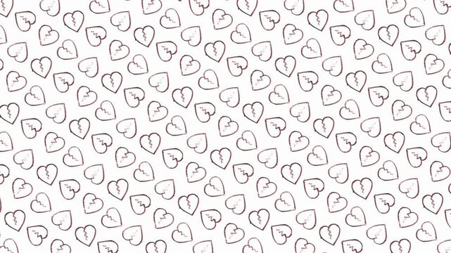 Hand Drawn Hearts Background Animation Loop