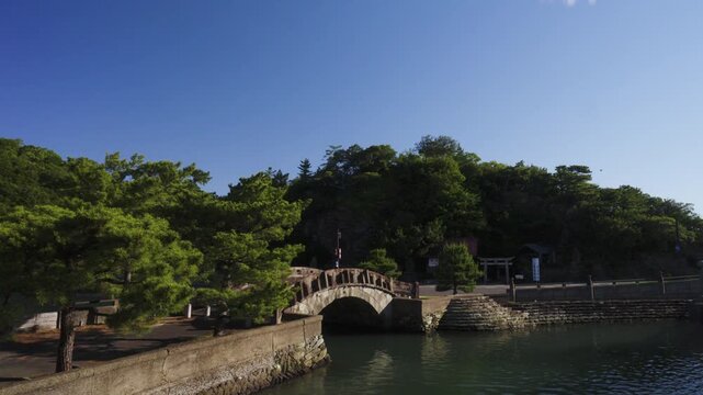 Early Morning View of Furobashi Bridge in Wakanoura &ndash; Japan Heritage, Wakayama City, Japan　日本遺産・和歌の浦「早朝の不老橋」和歌山県和歌山市