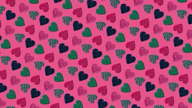 Hand Drawn Hearts Background Animation Loop