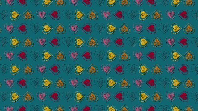 Hand Drawn Hearts Background Animation Loop