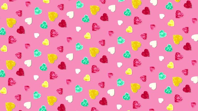 Hand Drawn Hearts Background Animation Loop