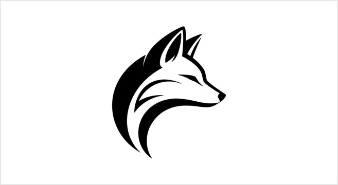 Elegant Black Fox Head Silhouette Logo Design.