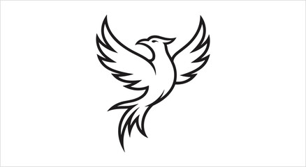 Fototapeta premium Elegant Phoenix Bird Silhouette Emblem Design.