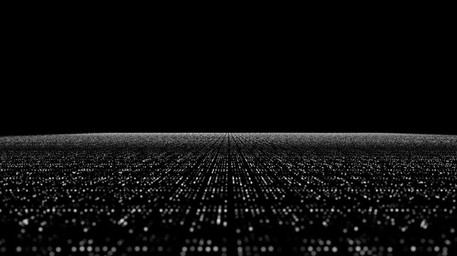 Futuristic digital technology lines and dots motion on clean black background.