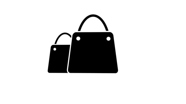 Stylish handbag icon animation for fashion retail websites and shopping apps. 4K video.