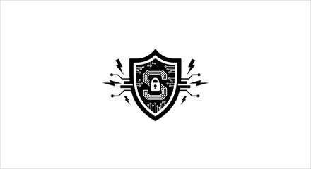 Cyber Security Shield with Digital Circuitry and Lock Symbol. © Inti