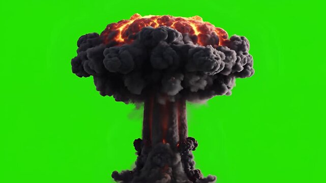 Massive Nuclear Explosion Mushroom Cloud Green Screen Footage 2.