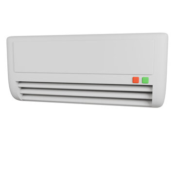 Modern white air conditioner unit mounted on a wall.
