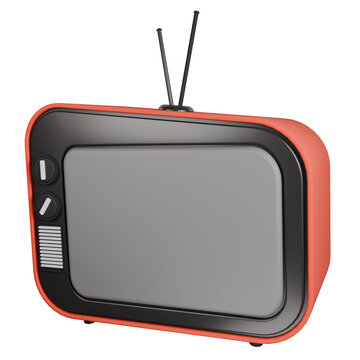 Retro television with antenna and buttons on green background.