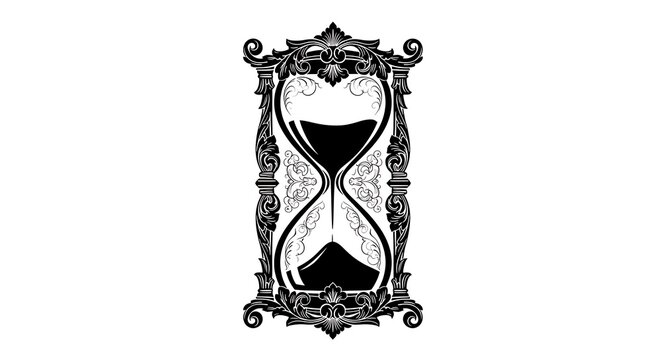 Ornate hourglass in a decorative frame