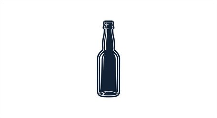A sleek, dark glass bottle stands isolated on a white background. © Inti