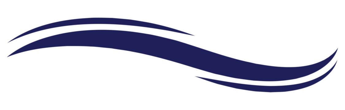 Abstract blue wave banner layered ribbon design.