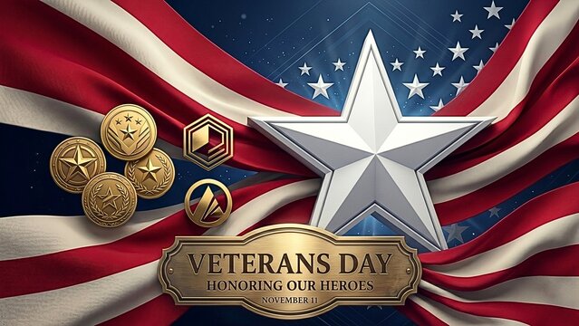 Veterans Day Celebration Honoring Our Heroes with American Flag and Stars