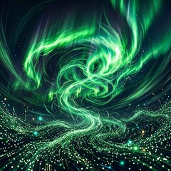 Fototapeta premium Green Swirling Light Trails