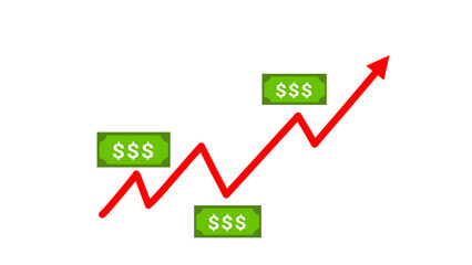 Obraz premium Financial Growth and Investment Increase Chart with Dollar Bills