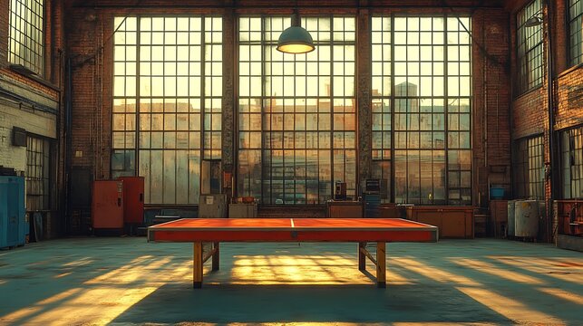Ping pong table in industrial space