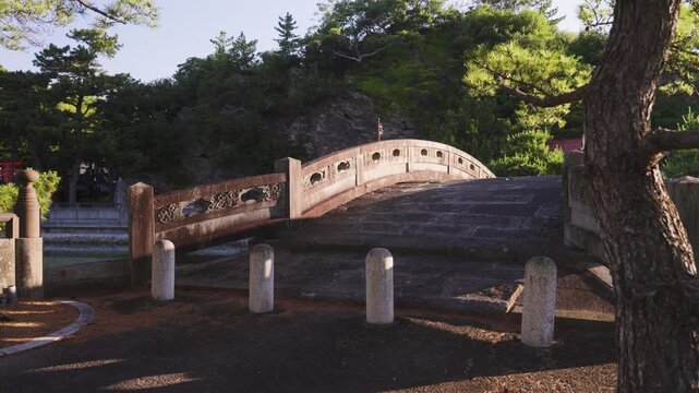 Early Morning View of Furobashi Bridge in Wakanoura &ndash; Japan Heritage, Wakayama City, Japan　日本遺産・和歌の浦「早朝の不老橋」和歌山県和歌山市