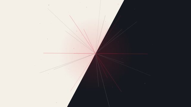 Abstract geometric line burst on split black and white background