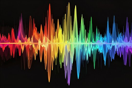 a colorful waveform on a black background
