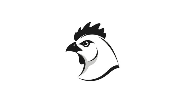 Rooster head profile black and white.