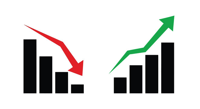 bar graph with arrows vector chart statistics