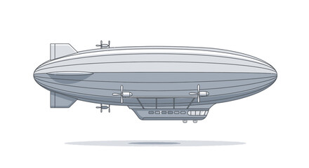 Vintage Airship Blimp Illustration - Retro Zeppelin Transportation © Langsung