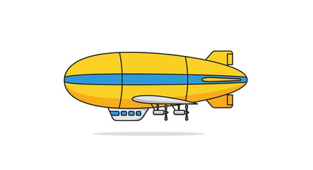 Yellow Airship Blimp Flying with Blue Stripe - Vector Illustration © Langsung