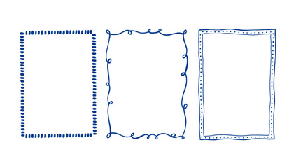 Whimsical mediterranean blue coastal vector frames. Hand Drawn borders for summer mediterranean invitation, holiday greetings and birthday card © Victoriyad