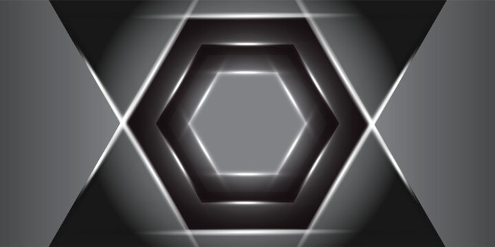metal hexagon futuristic modern background, 3d render illustration