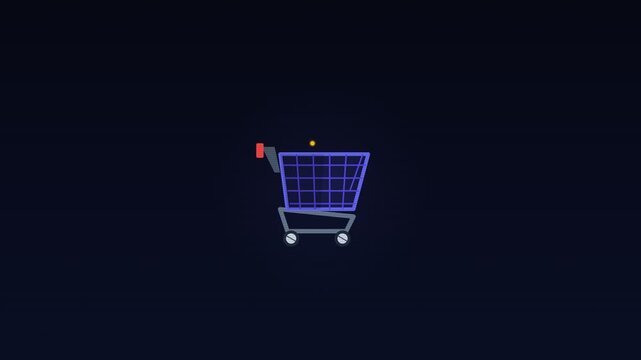 A precise, single item gracefully descending into a vibrant digital shopping cart, symbolizing crisp online transactions and the clear accumulation of value in modern e-commerce