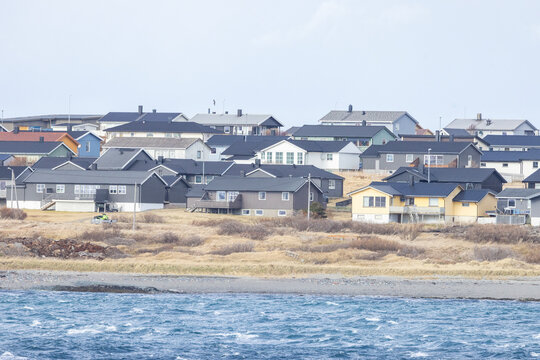 Part of Vard&oslash; seen from the coastal route on a beautiful spring day