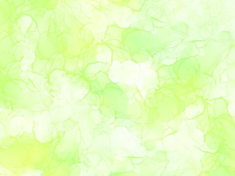 グリーン系で光がさす森をイメージした背景素材イラスト