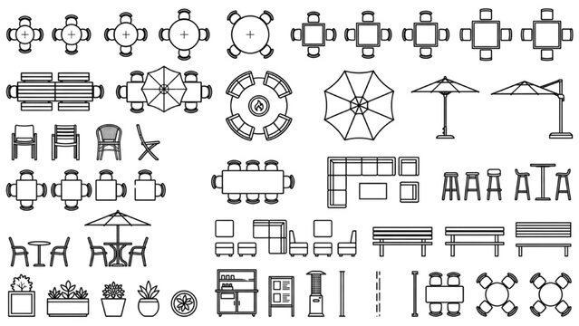 Restaurant Furniture CAD Block Set with Dining Tables Seating Arrangements and Hospitality Layouts