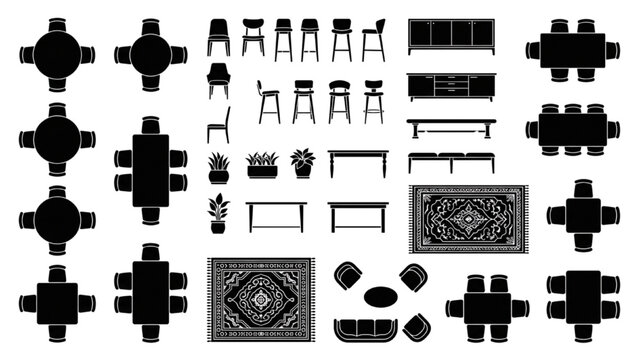 Conference and Dining Furniture CAD Blocks with Seating Arrangements Tables and Interior Layouts