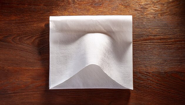 Tissue Or Paper Napkin In White Color Placed On Wooden Table Surface