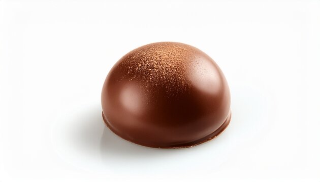Round Chocolate Piece Sweet Confectionery Isolated On White Background