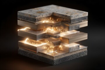 Fototapeta premium Illuminated Metal Layers with Sparkling Energy