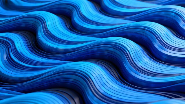 Abstract blue wavy pattern with layered curves and gradient shading