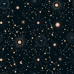 celestial night sky pattern with stars and planets © John Lee
