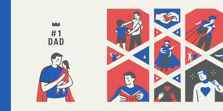 father and child illustration colorful dad parent