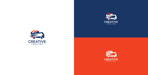Creative logo with a vintage camper van design, showcasing a retro travel theme and a playful aesthetic © micky_adb01