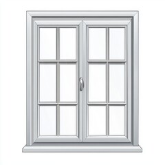 Obraz premium Stylish white double window with a clean design, featuring rectangular panes and a sleek handle.