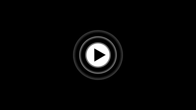 Glowing white neon play button icon centered on a dark with background