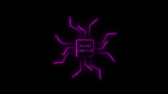 Nano Circuit  concept with glowing digital circuit board and processor chip unit