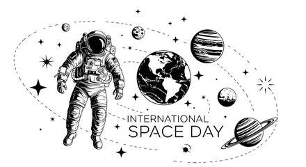 Astronaut in Space Suit Floating. © Story