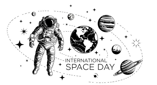 Astronaut in Space Suit Floating.