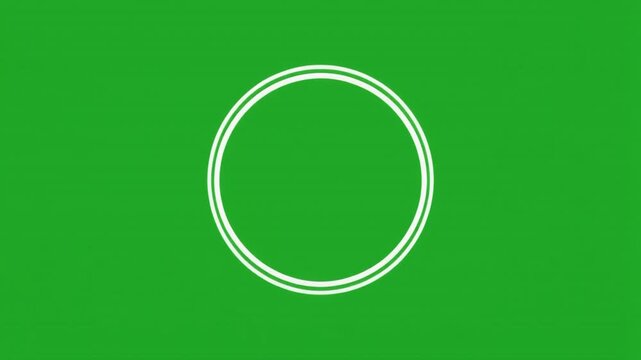 Animated white double circle on green screen background for video editing and motion graphics