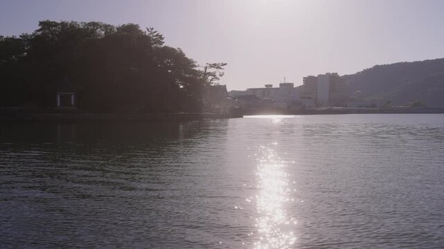 Kankaikaku Pavilion in the Morning Light at Wakanoura &ndash; Japan Heritage, Wakayama City, Japan　日本遺産・和歌の浦「朝の光の中の観海閣」和歌山県和歌山市