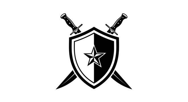 Shield with star and crossed swords.