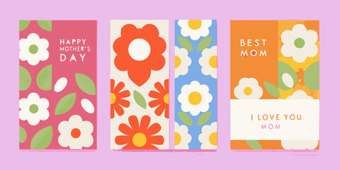 floral greeting cards colorful vector illustration flowers © Smritykona